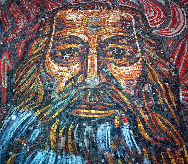 Стенна интериорна мозайка “мозаечен портет Т. Живков, Д. Благоев” от Паметник “Бузлуджа”